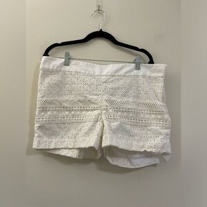Ann Taylor Loft Riviera Eyelet‎ Shorts in Light Cream - 14